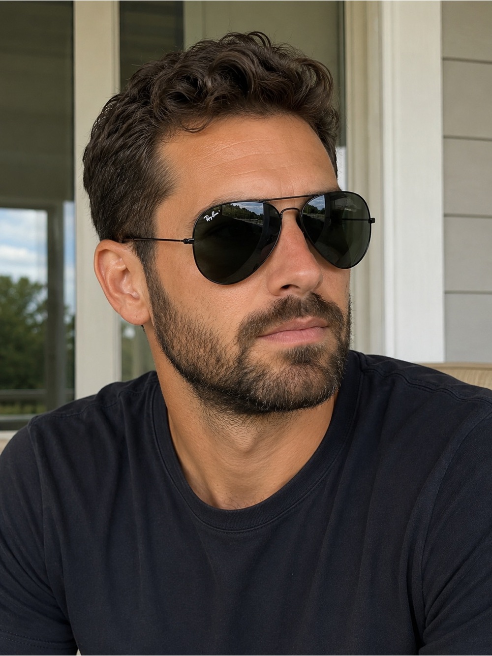 RAY-BAN Aviator Classic Total Black sunglasses. GUC